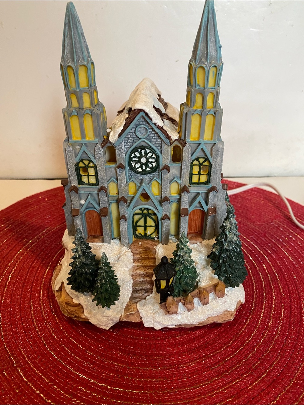 Vintage Porcelain Lighted Christmas Village Cathedral